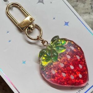Strawberry Bag Charm Key Fob NWT